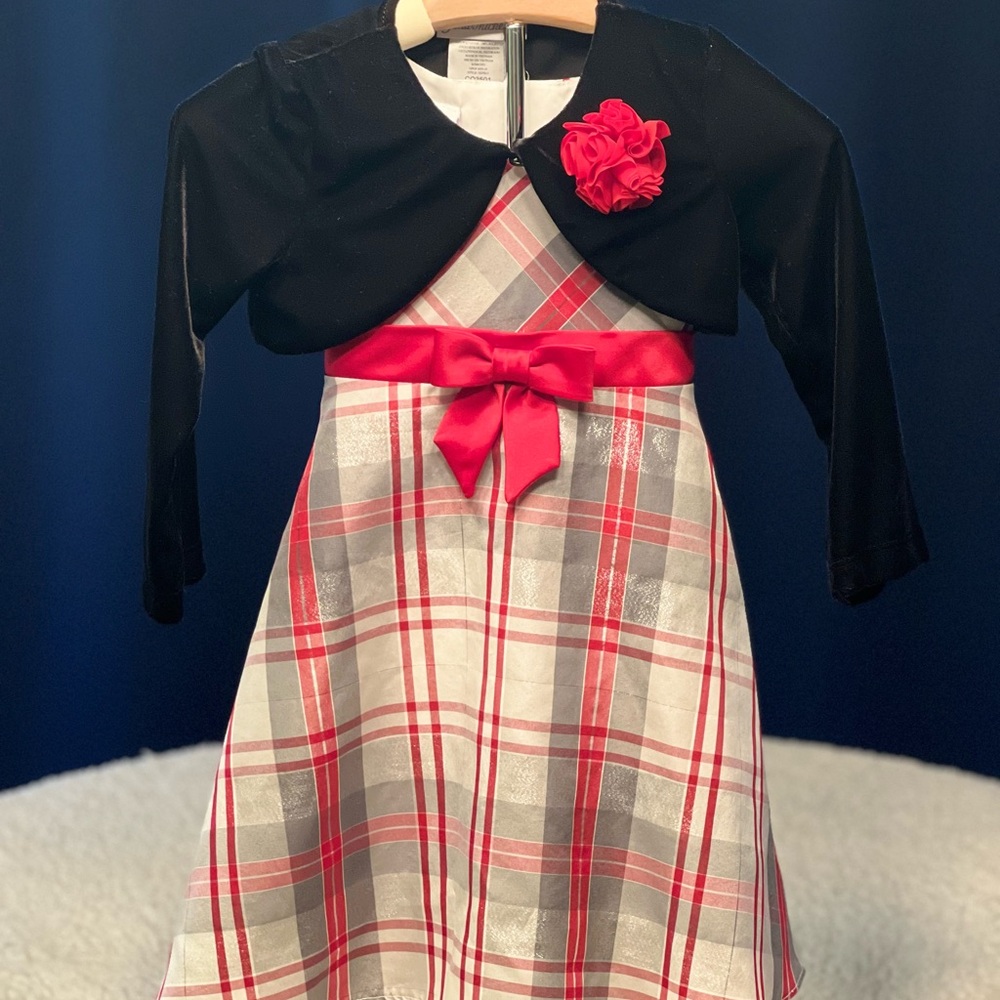 Bonnie Jean Black and White Dress with Red Details